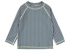 Blå og hvidstribet badeblue fra Petit Piao PP424 Blue mirage off white